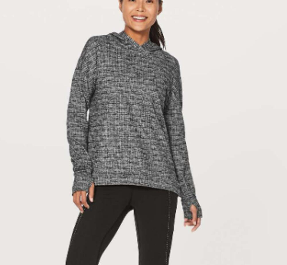 Lululemon Extra Mile Hoodie 8/10 Running Luon Ringspun Denim Black White Rulu B7